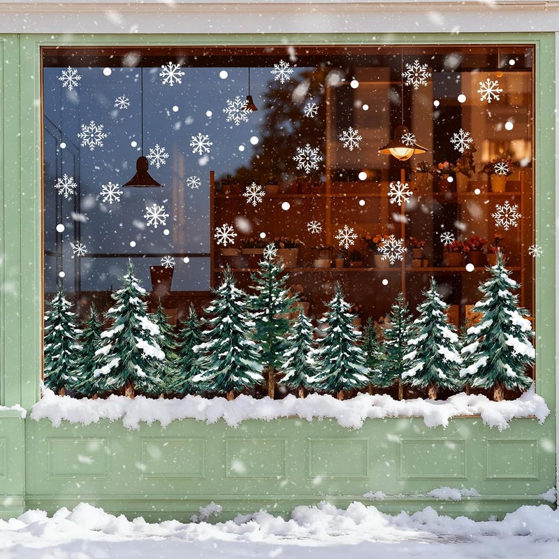 Pseutio 124 PCS Large Christmas Clings for Windows Trees Snowflake Window Clings Christmas Decorations - Image 4